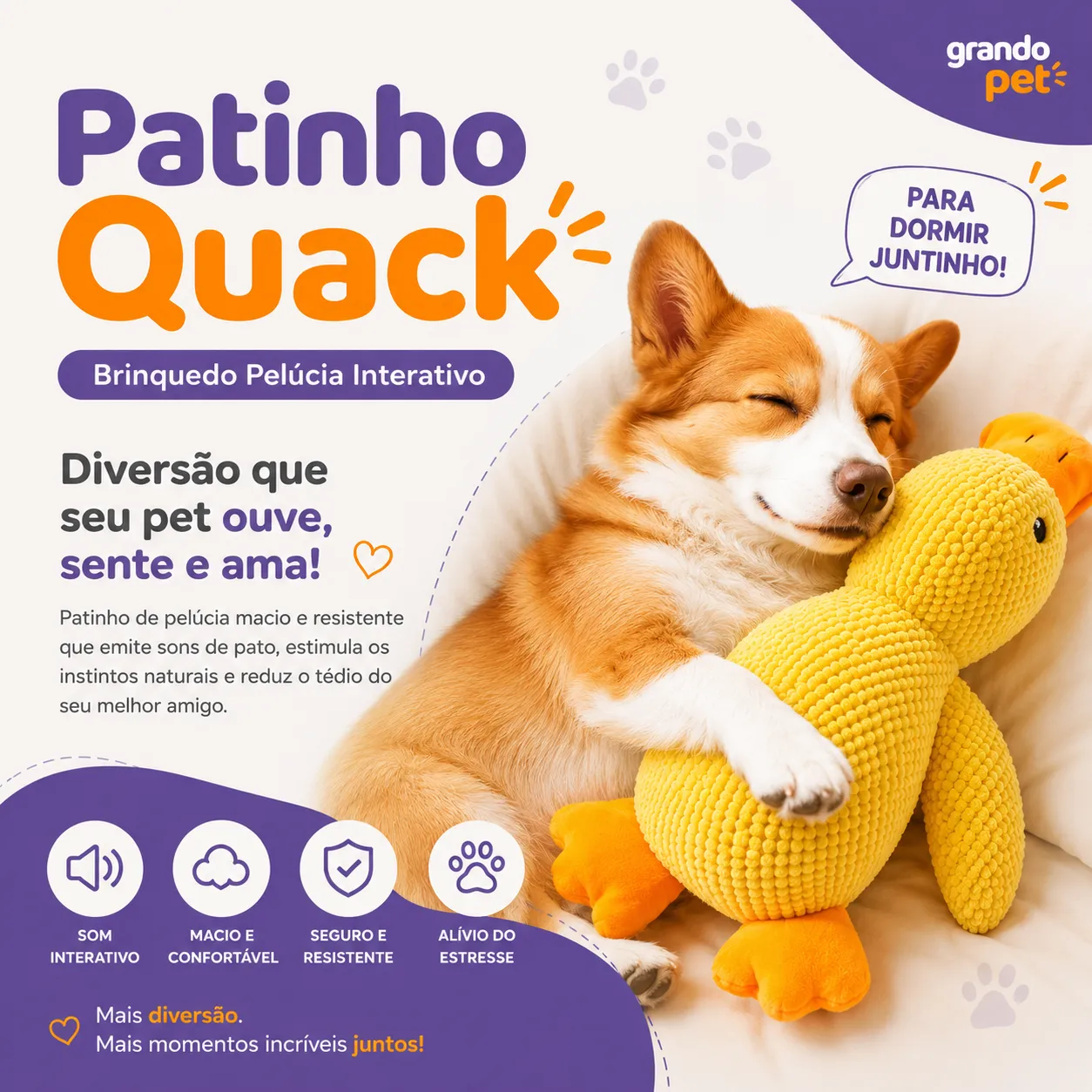 Patinho Quack | Brinquedo Pelúcia Interativo